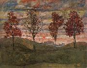 Egon Schiele Four Trees oil painting artist